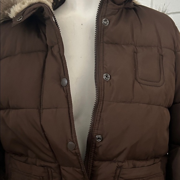 Aeropostale Chocolate Brown Puffer Jacket with Fur Hood - Picture 4 of 8